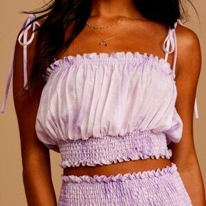 Lulus Enjoy The Sunshine Purple Tie-dye Smocked Cropped Tank Top - Size XS